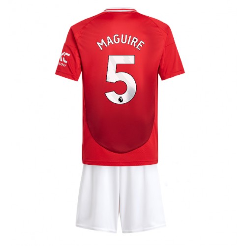 Dětský fotbalový dres Manchester United Harry Maguire #5 2024-25 Domácí Krátký Rukáv (+ trenýrky)